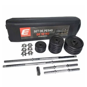 SET DE PESAS 50 KG NEGRO