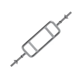 Barra romana tipo Ribwork Sportfitness de 100 cm, peso de 6.7 kg y capacidad de 255 LB, con dos seguros metálicos roscados.