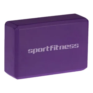 Cubo de Yoga Sportfitness en TPE de alta densidad, disponible en azul y morado.