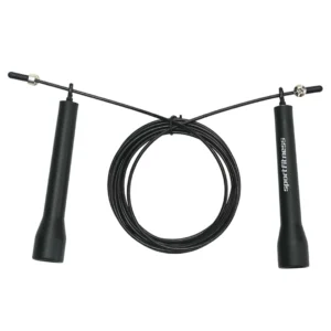 Lazo para Salto Ajustable Sportfitness PTSR001 con guaya de acero recubierta en PVC de 300 cm y mangos en PVC.