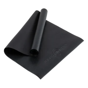 Tapete colchoneta negro para equipos de gimnasio en PVC, con superficie inyectada y medidas de 183 × 90 cm y 6 mm de grosor.