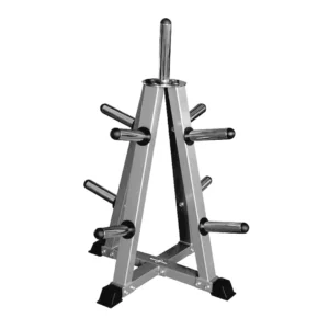 Rack para Discos Olímpicos Piramidal Sportfitness PLRS009 con 9 soportes para discos de 2 pulgadas.