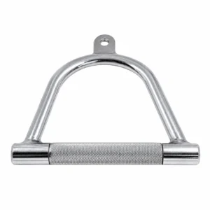 Adaptación Agarre Sencillo cerrado en acero cromado con textura antideslizante para poleas y multigimnasios.
