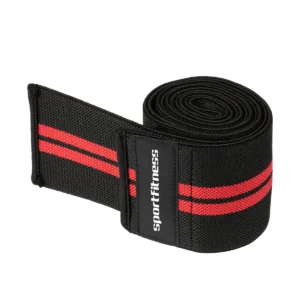 Bandas de rodilla Squat Sportfitness negras con líneas grises y velcro