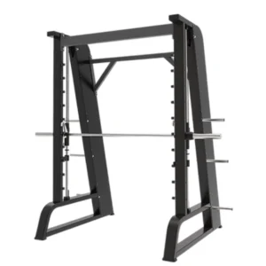 Máquina Smith Bellagio profesional negra con estructura de acero y barra guiada para gimnasio.