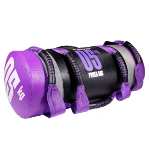 Power Bag 5 KG con tiras para distribución uniforme del peso durante ejercicios de entrenamiento funcional.