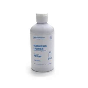 Magnesio Líquido 250ml Sportfitness CH-002 de secado rápido, ideal para gimnasio, levantamiento de pesas y entrenamiento funcional.