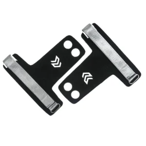Par de protectores de manos Holder Sportfitness en cuero gamuzado con sujeción de dos dedos y velcro.