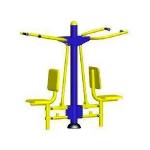 Prensa de hombro doble outdoor color amarillo y azul con estructura de acero y certificación ISO