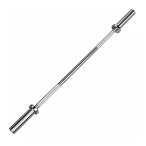 Barra olímpica recta de acero de 120 cm, peso de 10 kg, mango de 28 mm y 2 rodamientos.