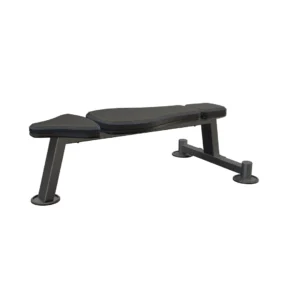 Banco plano S18, equipo de gimnasio para entrenamientos de fuerza y press con estructura resistente y diseño ergonómico.