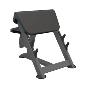 Banco predicador S18, equipo profesional para entrenar bíceps con soporte ergonómico y estructura resistente.
