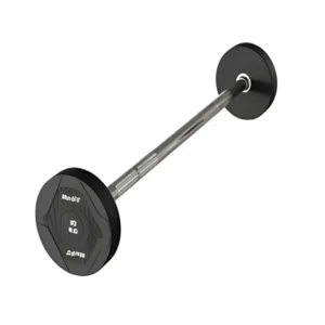 Barra recta sellada de 40 kg OK3015, fabricada en hierro recubierto de caucho y barra de acero reforzado, ideal para entrenamientos profesionales.