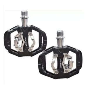 Pedales GW ZP-109S de aluminio negro para enduro, doble propósito con calas y plataforma