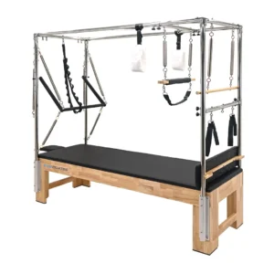 Cama Pilates Cadillac EVO Pro con estructura en roble y torre de acero