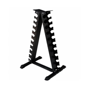 Rack de Mancuernas Vinilo 10 Pares para organizar hasta 20 mancuernas ligeras.