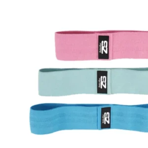 Set de Bandas de Cadera en Tela x3 con resistencias ligera, media y fuerte para glúteos y piernas.
