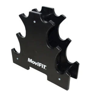 Soporte plástico HY6085 de 3 niveles para organizar hasta 6 mancuernas de vinilo o neopreno.