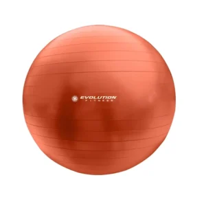 Balón de pilates naranja de 55 cm, fabricado en material antideslizante y resistente, ideal para ejercicios de estabilidad, fuerza y rehabilitación.
