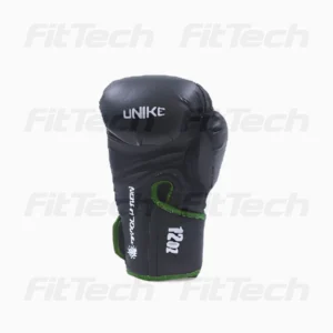 Guante de boxeo LTE TR 301 78 de 12 oz en negro con verde, diseñado para entrenamientos, sparring y práctica de boxeo recreativo.