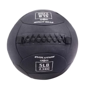Med Ball negro de 5 lb, ideal para entrenamiento funcional, core, fuerza ligera y rutinas de rehabilitación.