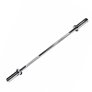 Barra olímpica recta de 120 cm con 4 rodamientos, capacidad de 400 lb y collarines incluidos.