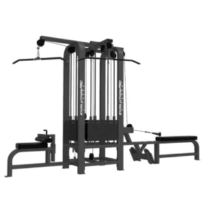 Multigimnasio 4 Estaciones LD con 2 torres de 70 kg, estructura de acero y sistema de poleas reforzado.