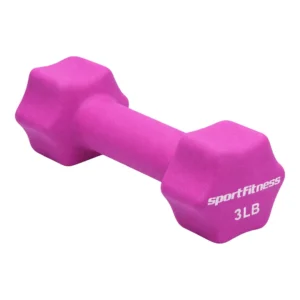 Mancuernas en Neopreno Sportfitness de colores disponibles en pesos de 3 a 10 libras.
