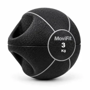 Balón Medicinal con Agarre OK1218 de caucho con doble asa ergonómica, disponible en pesos de 3 a 10 kg.